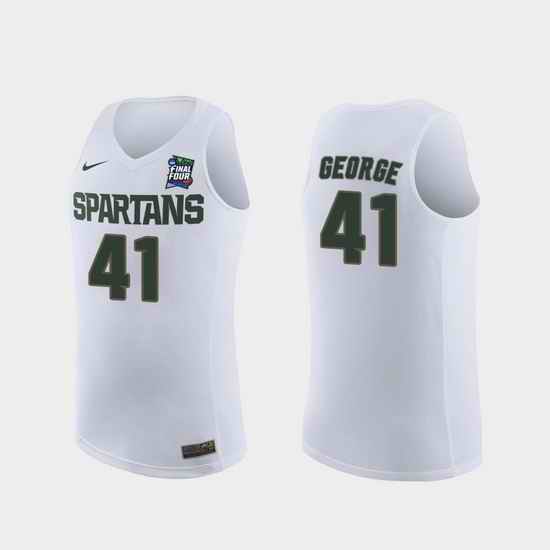 Men Michigan State Spartans Conner George White 2019 Final Four Replica Jersey